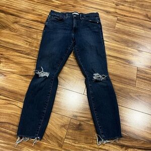 Good American Ripped Dark Blue Skinny Jeans